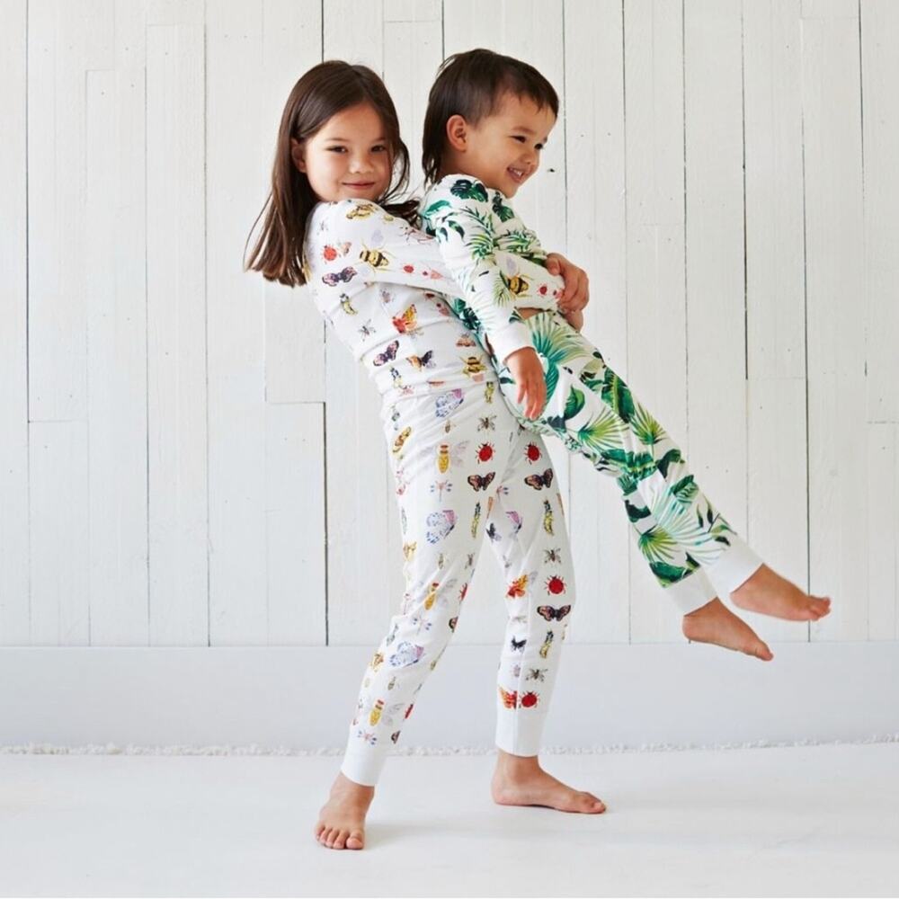 Hart + Land Bugs Patterned Organic Pima Cotton Kids Pajama Set 3T